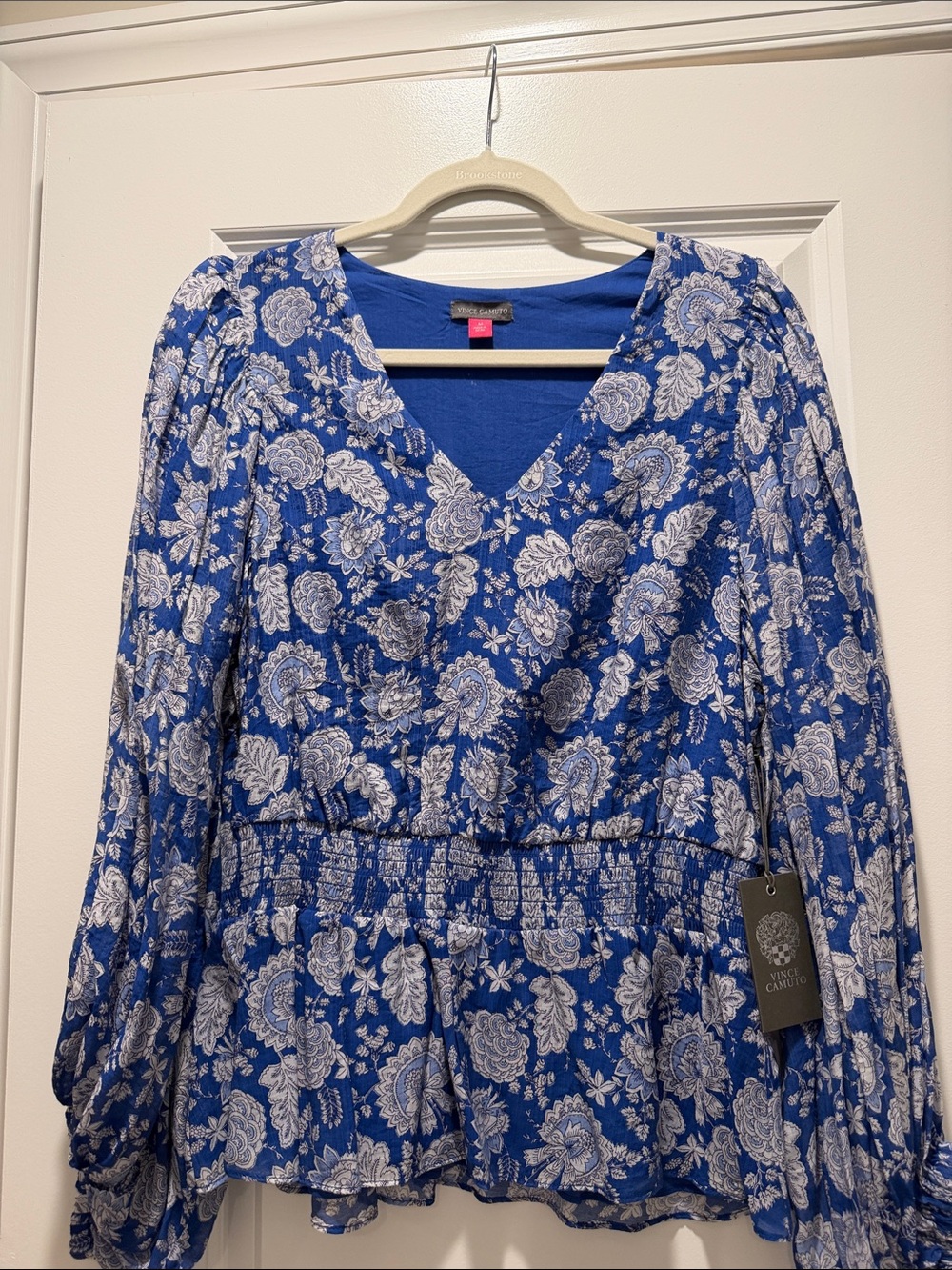 VINCE CAMUTO Print Peplum Blouse